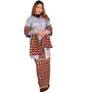 Kain tapis kotak bintang sulaman benang emas dengan desain kombinasi modern