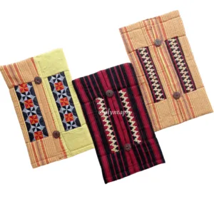 Tempat Tisu Tapis Lampung Motif Benang Emas