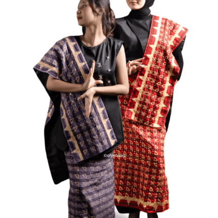 Kain Tapis Wanita Eksklusif – Sulaman Benang Emas dengan Motif Segitiga Bunga