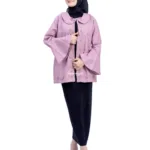 Outer Tapis Mahira – Outer linen pink dengan lengan lonceng dan tali pita, nyaman, adem, dan ringan.