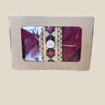 table runner tapis warna merah dalam box ekslusif untuk souvenir corporate khas Lampung
